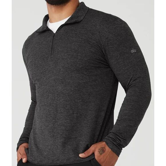 New Alo Conquer 1/4 Zip Reform Long Sleeve Size Small Color Dark Heather Grey - Picture 1 of 6